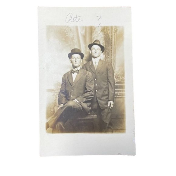 The Penny Arcade Other - Vintage Postcard Portrait Two Men Dressed Up Non Topographical Standard A u